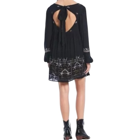 Free People Women’s Rhiannon Embroidered Babydoll‎ Mini Dress  Sz M - Picture 2 of 9